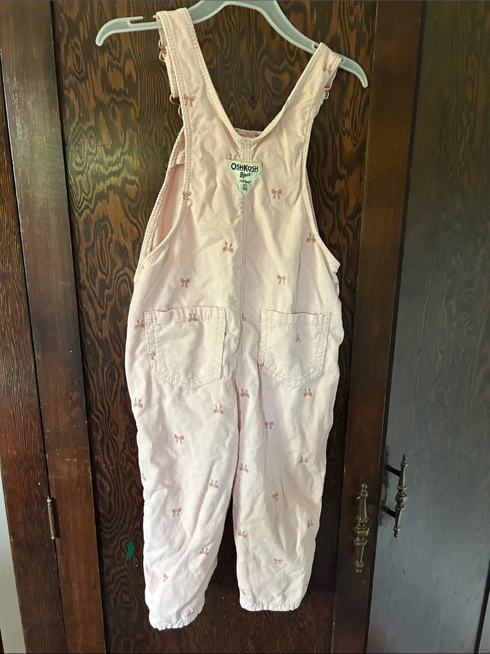 OshKosh B'gosh Light Pink Corduroy Bow Print Overalls